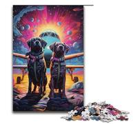 1000 Pieces Dog Standing near Airplane at Night Puzzles for Adults Wooden Jigsaw Family Games 1000 PCS(38x26cm)