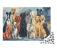 1000 Pieces Dogs Jigsaw Puzzle Set, Extra-Thick Cardboard, A Charming Portrait of Dogs in Different Breeds Relaxing Office Break Gift, 70x50cm/1000pcs