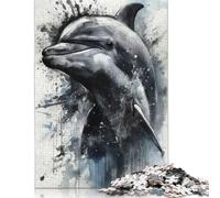 1000 Pieces Dolphin Beauty Black Ink Jigsaw Puzzles for Adults Paper Puzzle Educational Game for Adult Teenagers 1000pcs (38x26cm)