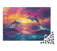 1000 Pieces Dolphin Sunset Jigsaw Puzzle for Adults paper Brain Exercise Ocean Animal Puzzles Home Decor Gift 38x26cm/1000pcs