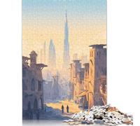 1000 Pieces Dubai Cityscape Illustration Jigsaw Puzzles Paper Puzzles for Adults & Teenager Family Game for Adults And Teenagers 38x26cm/1000pcs