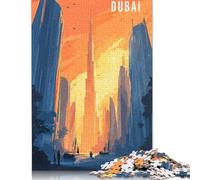 1000 Pieces Dubai Skyline Illustration Jigsaw Puzzles Paper Puzzles for Adults & Teenager Family Game for Adults And Teenagers 38x26cm/1000pcs