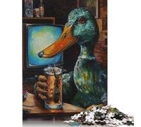1000 Pieces Duck Beer TV Funny Art Jigsaw Puzzles for Adults Jigsaw Puzzle for Family Time Brain Challenge 1000pcs (38x26cm)