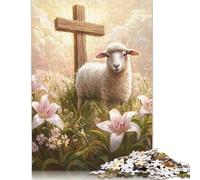 1000 Pieces Easter Cross Puzzle for Adults Wooden Puzzles Jigsaw Puzzles for Adults Educational Game Challenge Toy 1000pcs (75x50cm)