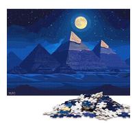 1000 Pieces Egyptian Pyramids at Night Jigsaw Square Puzzle for Adults Wooden Puzzles Unique Challenge Games 1000pcs (75x50cm)