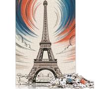 1000 Pieces Eiffel Tower Art with French Colors Creative Square Wooden Jigsaw Puzzles for Adults Educational Game Challenge Toy 1000pcs (75x50cm)