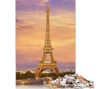 1000 Pieces Eiffel Tower Sunset Creative Square Wooden Jigsaw Puzzles for Adults Educational Game Challenge Toy 1000pcs (75x50cm)
