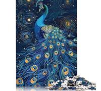 1000 Pieces Elegant Peacock in Starry Night for Adults Difficult Jigsaw Puzzles Paper Puzzle for Adults And Teenager Funny Jigsaw Puzzles 38x26cm/1000pcs