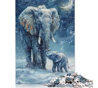 1000 Pieces Elephant With Baby Jigsaw Puzzle Wooden Puzzle Adult Jigsaw Puzzle Sustainable Puzzle for Adults 1000pcs (75x50cm)