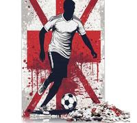 1000 Pieces English Football Player with Grunge Flag Creative Square Jigsaw Puzzles for Adults & Paper Puzzles Challenging Game 38x26cm/1000pcs