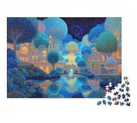 1000 Pieces Eternal Paradise Jigsaw Puzzle, Sturdy Cardboard, An Eternal Paradise in A Dreamlike Fantasy City Relaxing Home Activity Gift, 70x50cm/1000pcs