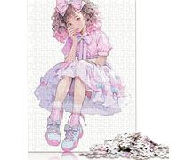 1000 Pieces Fairy Kei Gingham Girl Jigsaw Puzzles Adults Difficulty Puzzles Strengthen Relationships between Family Members 1000pcs (75x50cm)