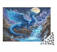 1000 Pieces Fantasy Blue Dragon Jigsaw for Adults Thickened Paper Puzzle Brain Trainer Stress Relief Home Decor 70x50cm/1000pcs