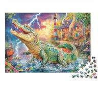 1000 Pieces Fantasy Crocodile Jigsaw for Adults Paper Educational Alligator Landscape Puzzle Home Decor Gift 70x50cm/1000pcs