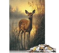 1000 Pieces Fawn in Golden Light Jigsaw Puzzles Wooden Puzzles for Adults & Teenager Jigsaw Puzzles for Adults 1000pcs (75x50cm)