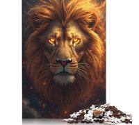 1000 Pieces Fiery Lion Portrait for Adults Difficult Jigsaw Puzzles Wood Puzzles Wooden Puzzles Game Toys for Adults 1000pcs (75x50cm)