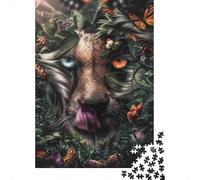 1000 Pieces Floral Cheetah Jigsaw Square Puzzle for Adults Wooden Puzzles Unique Challenge Games 1000pcs (75x50cm)