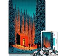1000 Pieces for Adults A Single Illuminated Cabin Adult Jigsaws 1000 Piece,Toys Educational Games Stress Relieving Parent-child Interaction 50x75cm