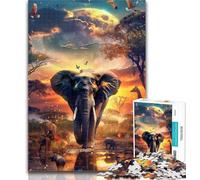 1000 Pieces for Adults African Elephants Jigsaw Puzzles for Teenagers,Learning Educational Toy for Is Ideal As A Gift for The Whole Family 50x75cm