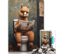 1000 Pieces for Adults Alpaca on The Toilet Puzzles for Teenagers 1000 Pieces,Birthday Gift Idea for Adults, Family Game And Hobby 26x38cm