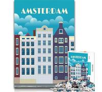 1000 Pieces for Adults Amsterdam Netherlands 1000 Piece Jigsaw Puzzles for Adults Gifts,Toys Educational Games Stress Relieving Wall Decoration 75x50cm