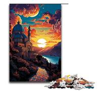 1000 Pieces for Adults And Children by Jigsaw Colorful Psychedelia on The Amalfi Coast Puzzles for Adults Wooden Jigsaw 1000 PCS(75x50cm)