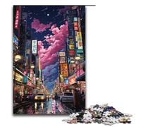 1000 Pieces for Adults And Children by Jigsaw Colorful Psychedelic Neon Tokyo City Puzzles for Adults Wooden Jigsaw 1000 PCS(38x26cm)