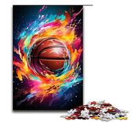 1000 Pieces for Adults And Children by Jigsaw Fantasy Color Basketball Fire Puzzles for Adults Wooden Jigsaw 1000 PCS(75x50cm)