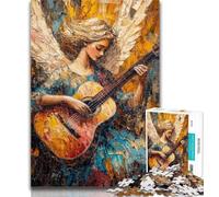 1000 Pieces for Adults Angel Playing Guitar Oil Painting 1000 Piece Jigsaw Puzzles for Adults Gifts,is Ideal As Gifts for The Whole Family for And Age 14 50x75cm