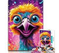 1000 Pieces for Adults Animal Art Ostrich 1000 Piece Jigsaw Puzzle for Adults Teens,with Matching Poster And Trivia Sheet for Age 14 Years Up 26x38cm