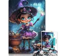 1000 Pieces for Adults Anime Witch Girl 1000 Piece Jigsaw Puzzle for Adults Teens,with Matching Poster And Trivia Sheet for Age 14 Years Up 26x38cm