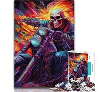 1000 Pieces for Adults Art Skull Motorcycle Jigsaw Puzzle 1000 Pieces for Adults,Challenging Game Toys for Is Ideal As A Gift for The Whole Family 75x50cm