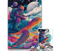 1000 Pieces for Adults Astronaut Riding A Turtle Puzzles for Adults And Teenagers,Family Entertainment Toys Is Ideal As A Gift for The Whole Family 50x75cm