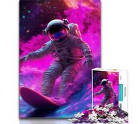 1000 Pieces for Adults Astronaut Surfing Adult Jigsaws 1000 Piece,Educational Toys Is Ideal As A Gift for The Whole Family (38x26cm)