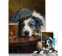 1000 Pieces for Adults Australian Shepherd Smoking 1000 Pieces Jigsaw Puzzle For Adults Teens,Toys Educational Games Stress Relieving Great Gifts And Toys 26x38cm