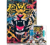 1000 Pieces for Adults Basquiat Leopard 1000 Piece Jigsaw Puzzles for Adults Gifts,Artists Collection, Fine Art for Age 14 Years Up 26x38cm