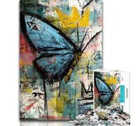 1000 Pieces for Adults Basquiat Style Butterfly Jigsaws Puzzles 1000 Pieces for Teenagers Gifts,Unique Birthday And Gifts for Age 14+ 50x75cm