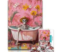 1000 Pieces for Adults Bathroom Skeleton 1000 Piece Jigsaw Puzzles for Teenagers,Toys Educational Games Stress Relieving Artists Collection, Fine Art 26x38cm