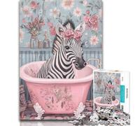 1000 Pieces for Adults Bathroom Zebra Jigsaw Puzzles for Teenagers,Learning Educational Toy for Is Ideal As A Gift for The Whole Family 26x38cm