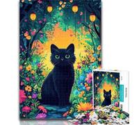1000 Pieces for Adults Beautiful Black Cat Jigsaw Puzzles for Adults 1000 Pieces,for Is Ideal As A Gift for The Whole Family for And 14 Years Old 26x38cm