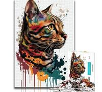 1000 Pieces for Adults Bengal Cat Pop Art Animal Adult Jigsaws 1000 Piece,Educational Toys Is Ideal As A Gift for The Whole Family (38x26cm)