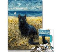 1000 Pieces for Adults Black Cat 1000 Piece Jigsaw Puzzles for Teenagers,Classic Educational Games Beautiful Decoration 26x38cm