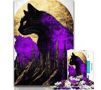 1000 Pieces for Adults Black Cat Painting 1000 Pieces Jigsaw Puzzle For Adults Teens,Family Games Christmas Birthday Gifts 50x75cm