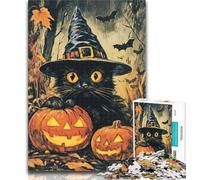 1000 Pieces for Adults Black Cat Wizard Jigsaw Puzzles for Teenagers 1000,is Ideal As Gifts for The Whole Family for And Age 14 26x38cm