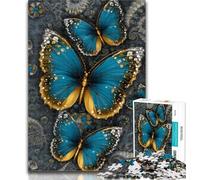 1000 Pieces for Adults Blue Beautiful Butterfly Jigsaw Puzzles for Teenagers 1000 Pieces,Family Game Stress Reliever Difficult Challenge Secret Santa Gifts 50x75cm