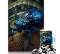 1000 Pieces for Adults Blue Bee Beetle Buzzing Jigsaw Puzzles for Adults 1000 Piece,Toys Educational Games Stress Relieving Enhance Love between Couples (38x26cm)
