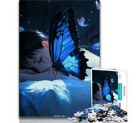 1000 Pieces for Adults Blue Butterfly Adult Jigsaws 1000 Piece,Educational Toys Is Ideal As A Gift for The Whole Family (50x75cm)