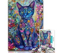 1000 Pieces for Adults Blue Cat Art Puzzles for Adults And Teenagers,for Is Ideal As A Gift for The Whole Family for And 14 Years Old (26x38cm)