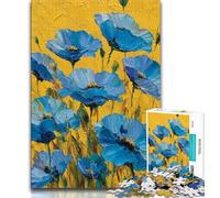 1000 Pieces for Adults Blue Poppy Flowers Oil Painting Jigsaw Puzzles for Teenagers 1000,Educational Toys Is Ideal As A Gift for The Whole Family (38x26cm)