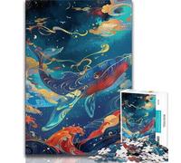 1000 Pieces for Adults Blue Whale with Feathers 1000 Piece Jigsaw Puzzle for Adults Teens,Vibrant And Unique Design Relaxing & Challenging Puzzle Experience (50x75cm)